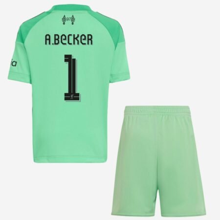 Kit Infantil Liverpool Alisson #1 Verde 2025/26 Goleiro