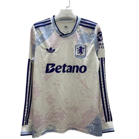 Camisa Aston Villa Branca 2025/26 Third III Manga Longa