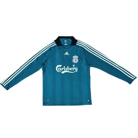 Camisa Liverpool FC Azul 2008/09 Away II Manga Longa