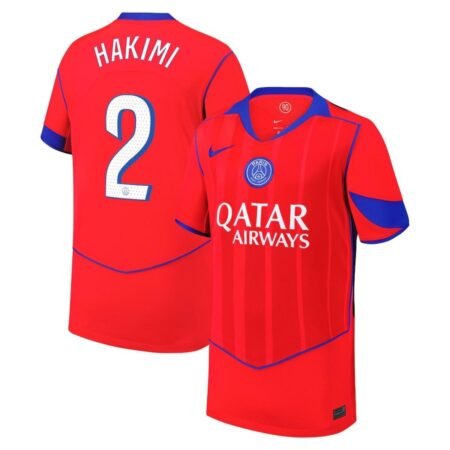Camisa PSG Vermelha Hakimi #2 2025/26 Third III Masculina