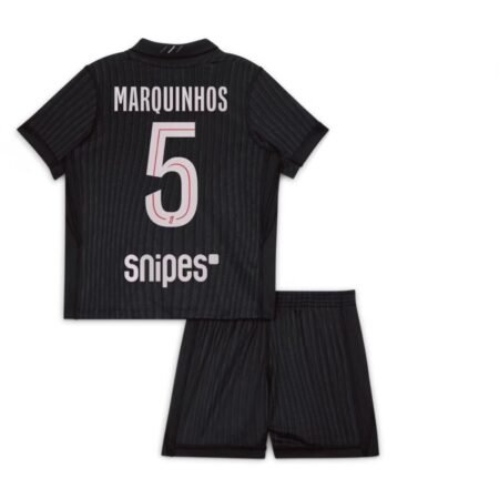 Kit Infantil PSG Azul Escuro Marquinhos #5 2025/26 Fourth IV Unissex