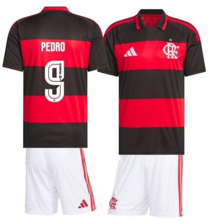 Kit Infantil Pedro #9 Flamengo Vermelha 2026/27 Titular I Unissex
