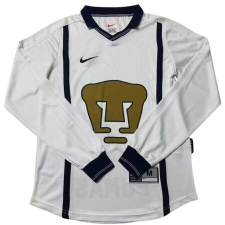 Camisa Pumas UNAM Branca 1999/00 Home I Manga Longa MasculinaCamisa Pumas UNAM Branca 1999/00 Home I Manga Longa Masculina