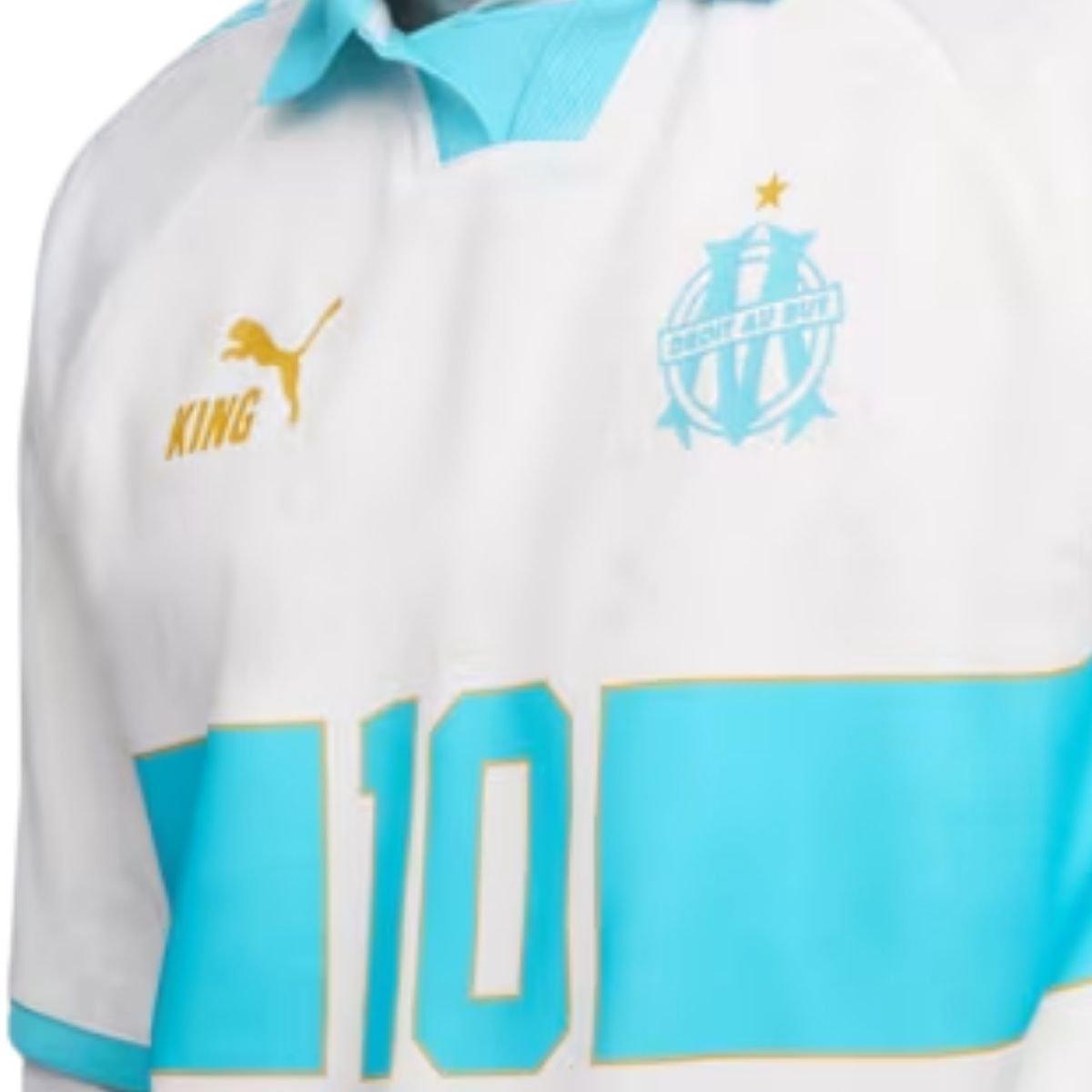 camisa-Retrô-King-Olympique-de-Marseille-2026-27-masculina (2) Camisa Olympique de Marseille Branca #10 King 2026/27 Polo Masculina