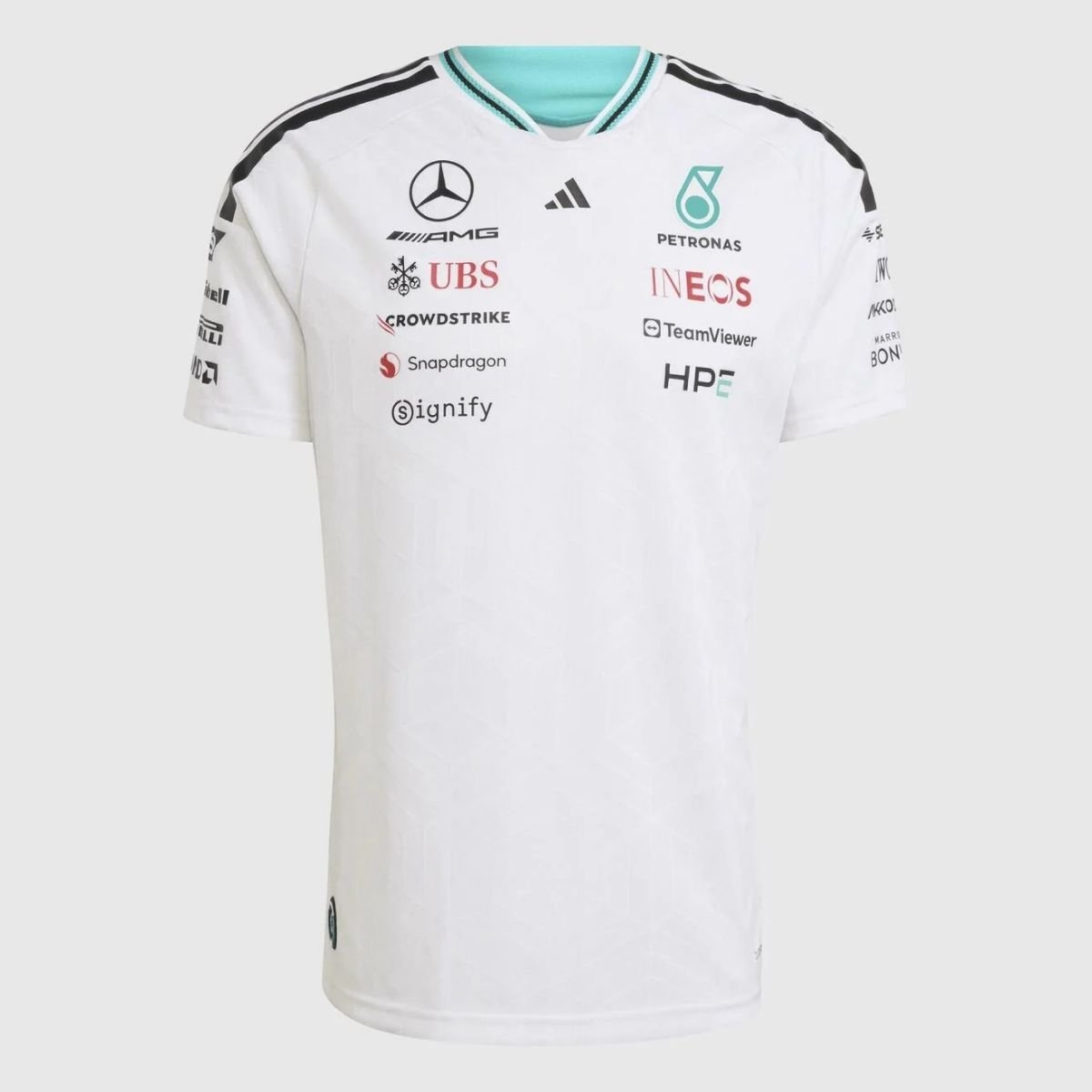 camisa-mercedes-amg-benz-branca-f1-2026-27-authentic-masculina-adidas Camisa Mercerdes Benz AMG F1 Branca 2026/27 Authenctic Masculina