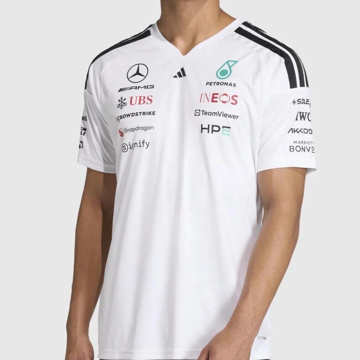 camisa-mercedes-amg-benz-branca-f1-2026-27-masculina-adidas (2) Camisa Mercerdes Benz AMG F1 Branca 2026/27 Team Masculina