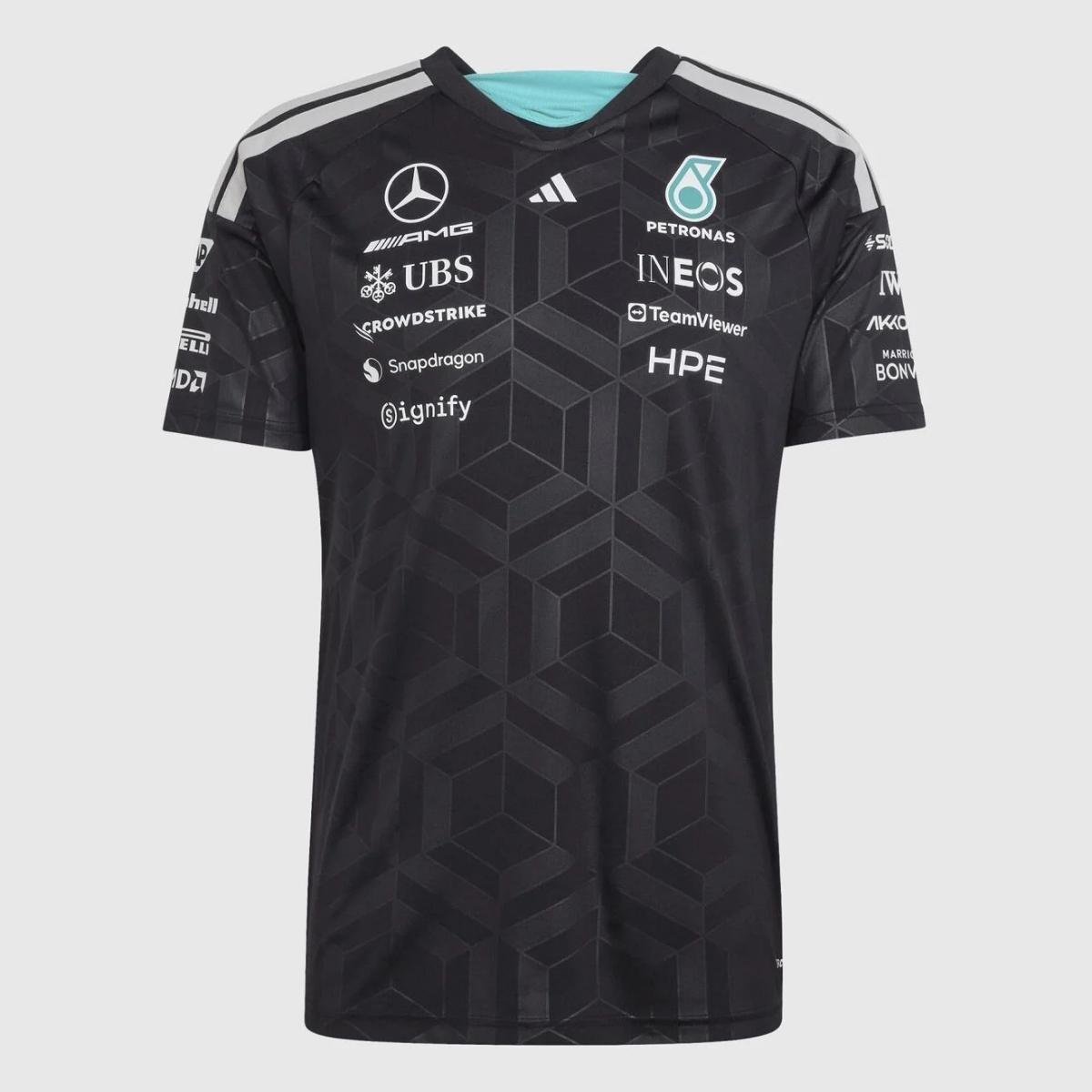 camisa-mercedes-amg-benz-preta-f1-2026-27-masculina-adidas Camisa Mercerdes Benz AMG F1 Preta 2026/27 Team Masculina