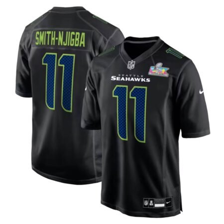 Camisa NFL Jaxon Smith NJIGBA Seattle Seanhawks Prreta Super Bowl 11 Masculina