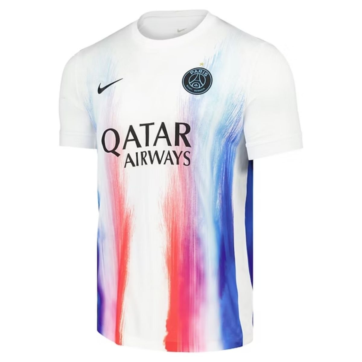 camisa-pre-match-Paris Saint-Germain-PSG-2025-26-masculina Camisa PSG Branca/Azul 2026/27 Pré-Jogo Retrô Masculina