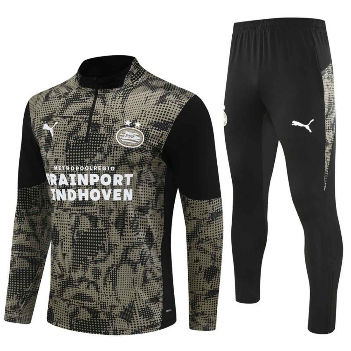 kit-treino-PSV-Eindhoven-2025-26-Verde-Loden-masculino Conjunto Treino PSV Eindhoven Calça e Jaqueta Cinza/Preto 2025/26 Masculino