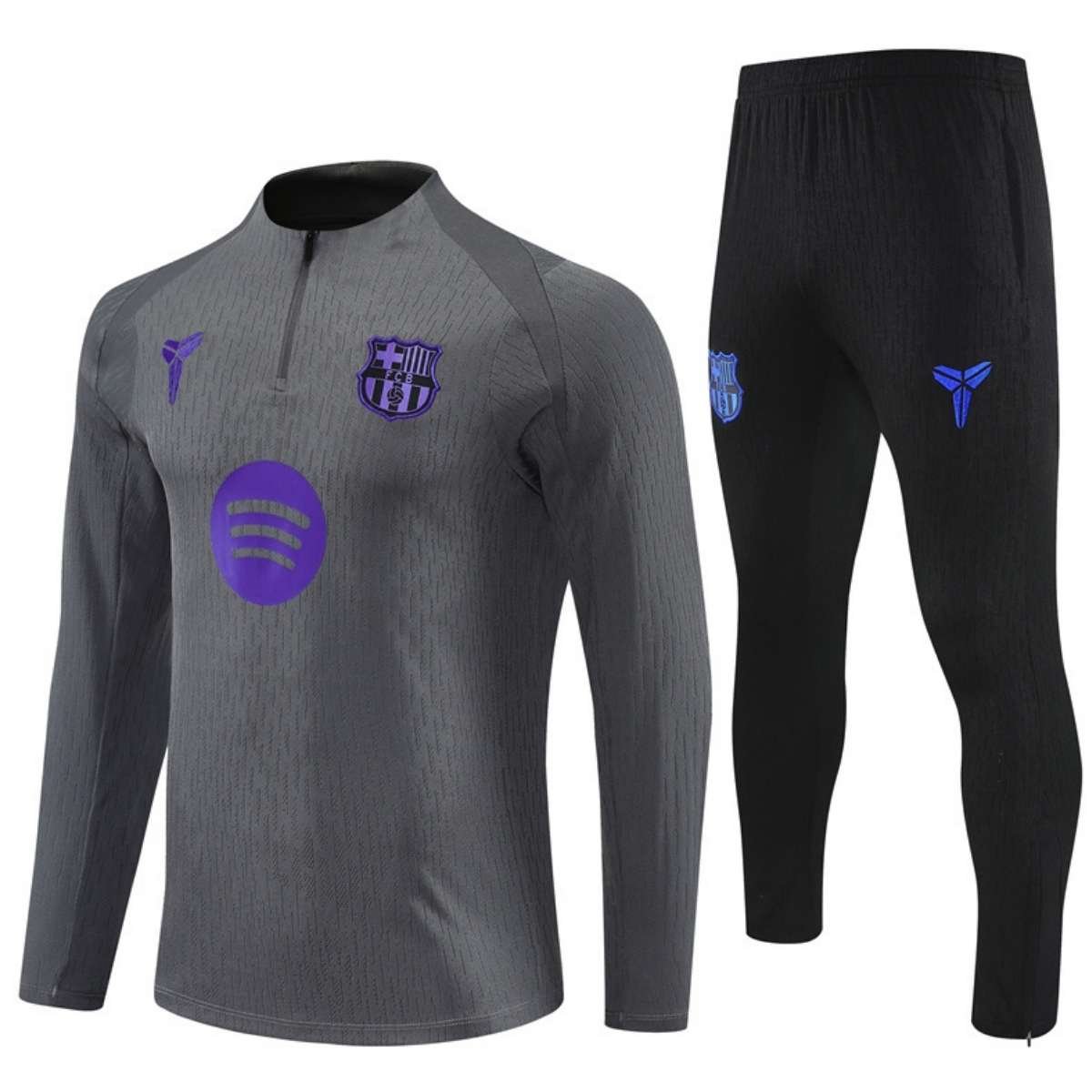 kit-treino-argelia-2025-26-cinza-preto-masculino Conjunto Treino Barcelona Calça e Jaqueta Kobe Bryant 2025/26 Cinza Jogador