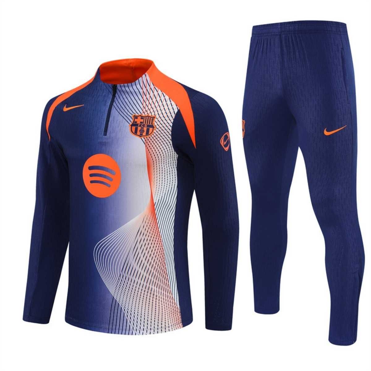 kit-treino-barcelona-2025-26-azul-laranja-masculino Conjunto Treino Barcelona Calça e Jaqueta Azul/Laranja 2025/26 Jogador