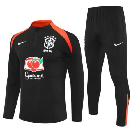 Conjunto Treino Brasil Calça e Jaqueta Preta/Laranja 2025/26 Jogador