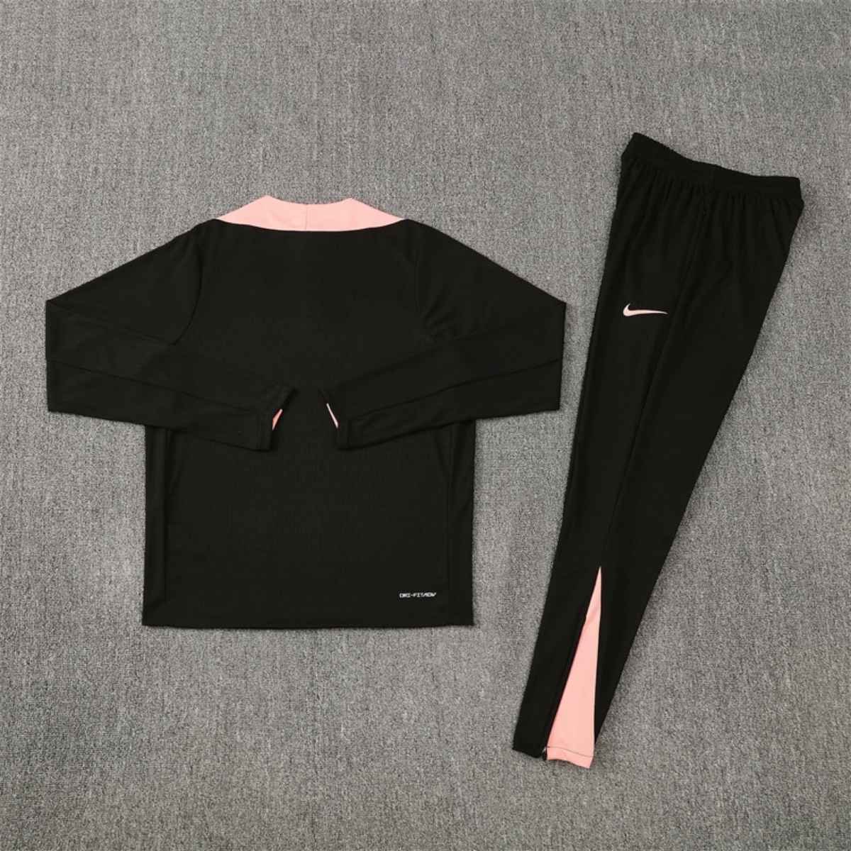 kit-treino-frança-2025-26-preto-rosa-masculino (2) Conjunto Treino França Calça e Jaqueta Preta 2025/26 Jogador