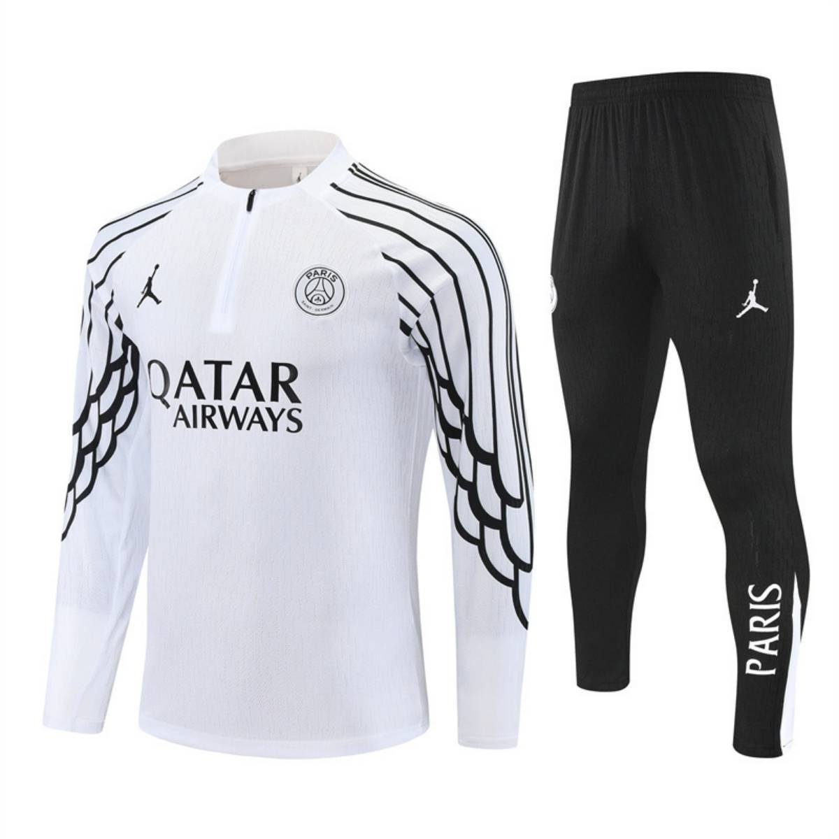 kit-treino-paris-saint-germain-2025-26-branco-preto-masculino (4) Conjunto Treino PSG Calça e Jaqueta Branca Jordan 2025/26 Jogador