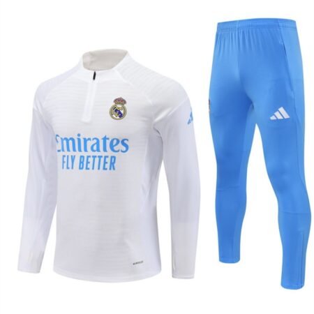 Conjunto Treino Real Madrid Calça e Jaqueta Branco/Azul 2025/26 Masculina
