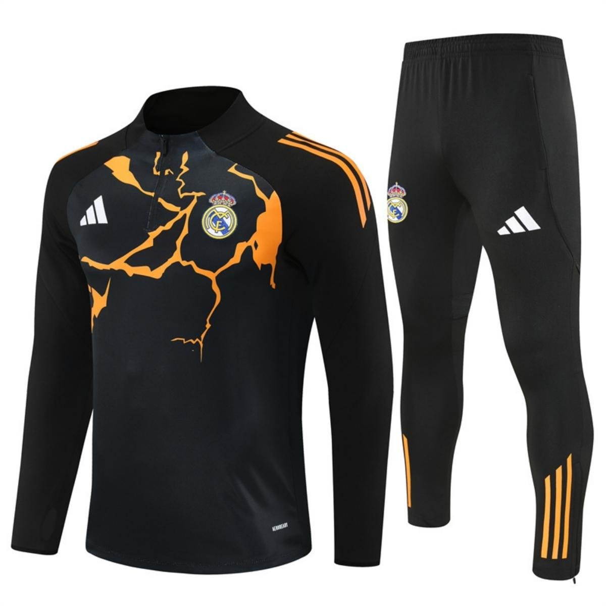 kit-treino-real-madrid-2025-26-preto-laranja-masculino Conjunto Treino Real Madrid Calça e Jaqueta Preto/Laranja 2025/26 Masculina