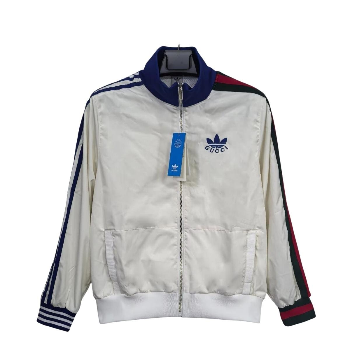 aqueta-gucci-x-adidas-viscose-zip-up-white (2) Jaqueta Gucci x Adidas Viscose Zip Up Branca Masculina