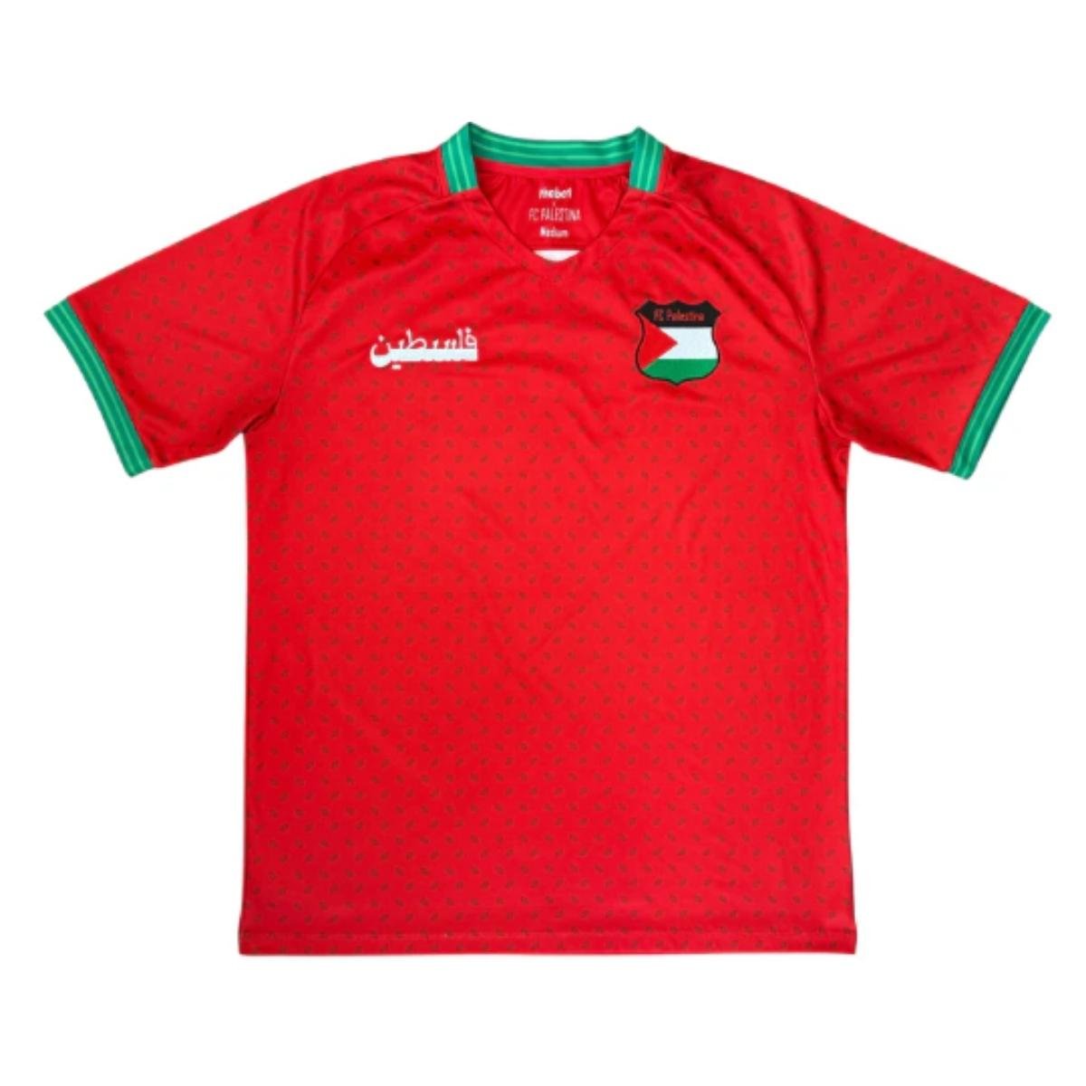 camisa-FC-Palestina-lifestyle-thabet-vermelha-masculina Camisa FC Palestina Lifestyle x Thabet Vermelha 2026/27 Masculina