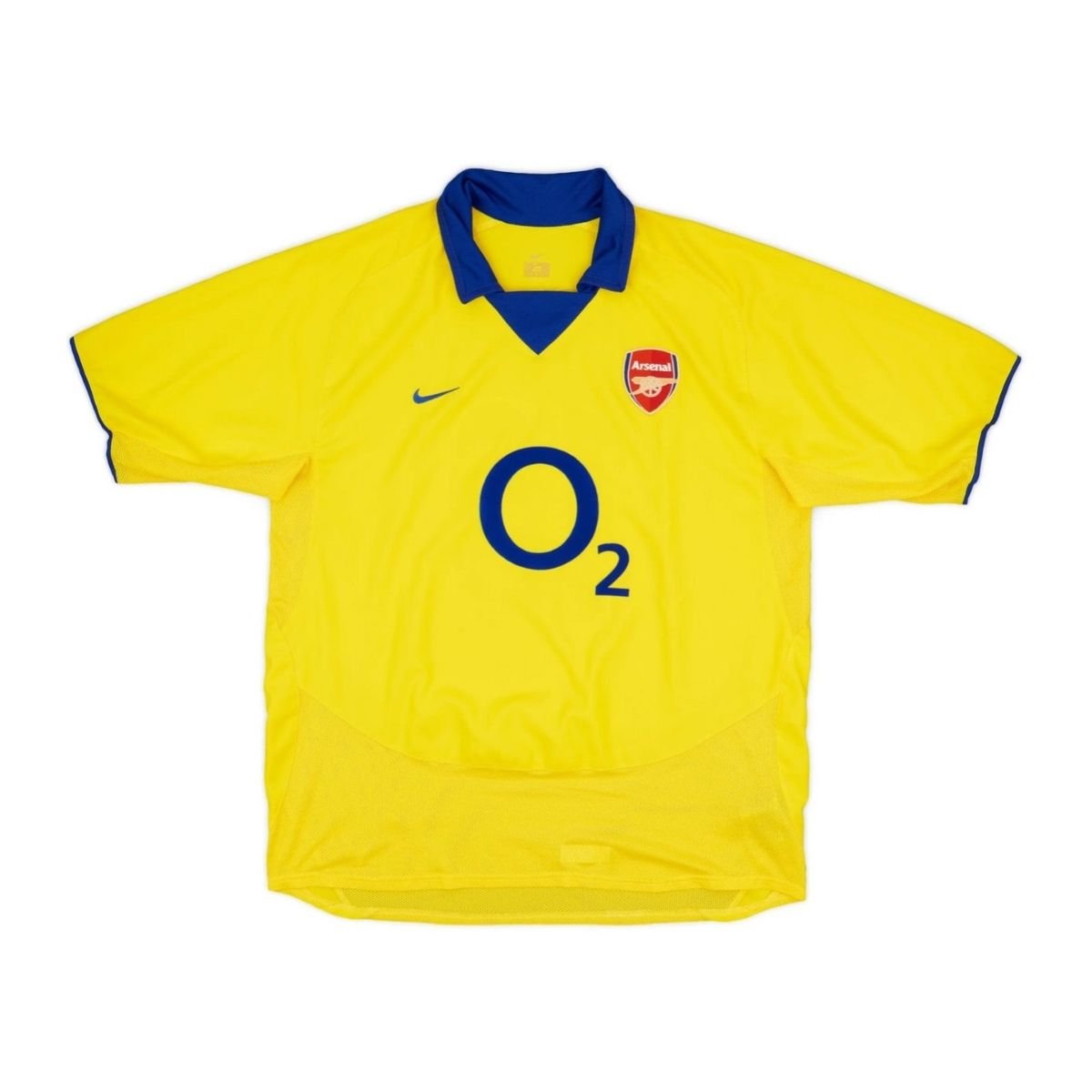 camisa-arsenal-fc-amarela-2003-04-away-ii-o2-masculina Camisa Arsenal FC Amarela 2003/04 Away II O2 Masculina
