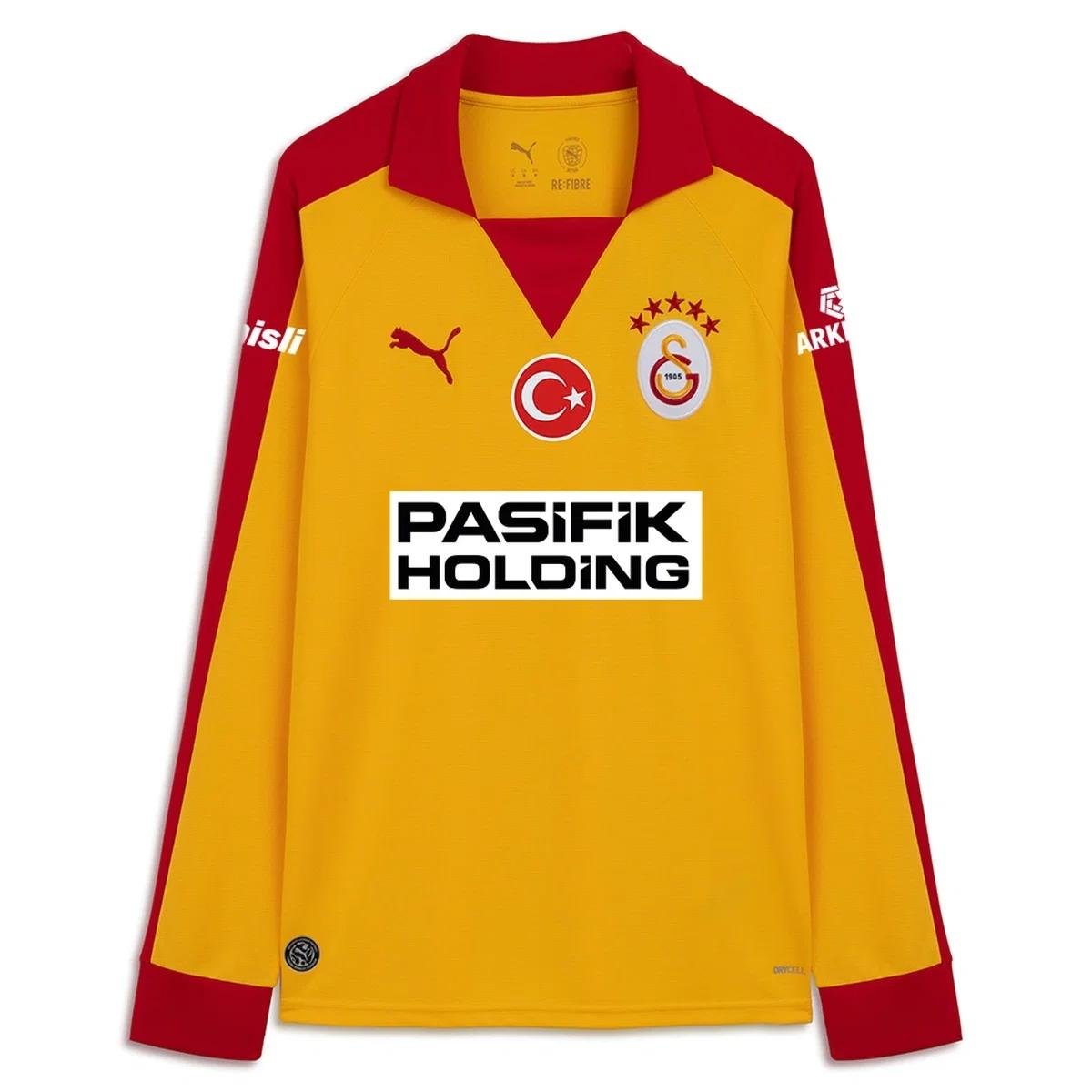 camisa-galatasaray-amarela-retro-uzun-kollu-2026-manga-longa-masculina Camisa Galatasaray Amarelo Retrô 2026/27 Uzun Kollu Manga Longa Masculina