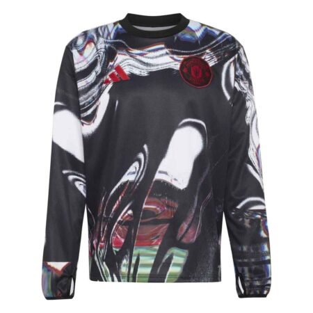 Camisa Manchester United Preta 2026/27 Pré-jogo Manga Longa Masculina