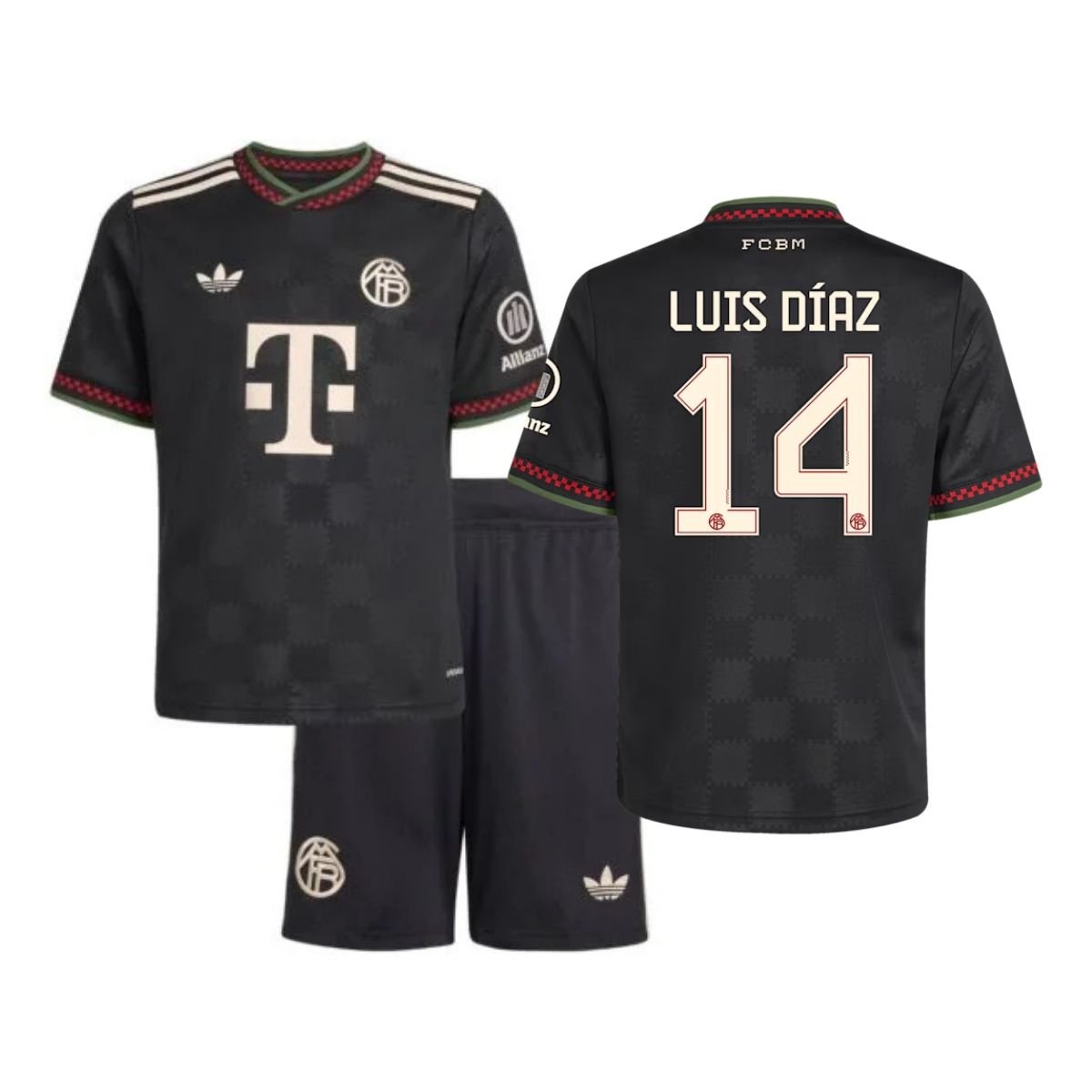 kit-infantil-bayern-de-munique-preto-luis-diaz-14-2025-26-third-unissex- Kit Infantil Bayern de Munique Preto Luis Díaz #14 2025/26 Third Unissex