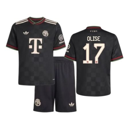 Kit Infantil Bayern de Munique Preto Olise #17 2025/26 Third Unissex