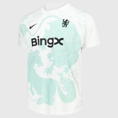 Camisa Chelsea FC Branca Cavalo 2025/26 Pré-jogo Masculina