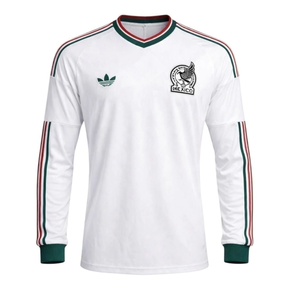 camisa-selecao-mexico-away-2026-sn-torcedor-adidas-originals-masculina-FBA-834U-014 Camisa México Branca Copa 2026/27 Away II Manga Longa Masculina