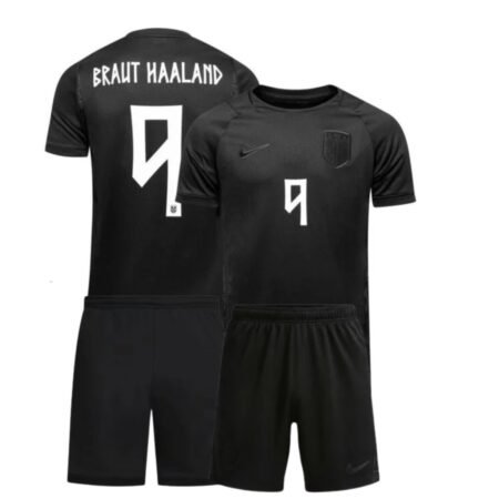Kit Infantil Noruega Preta Haaland #9 Copa 2026/27 Away II Unissex