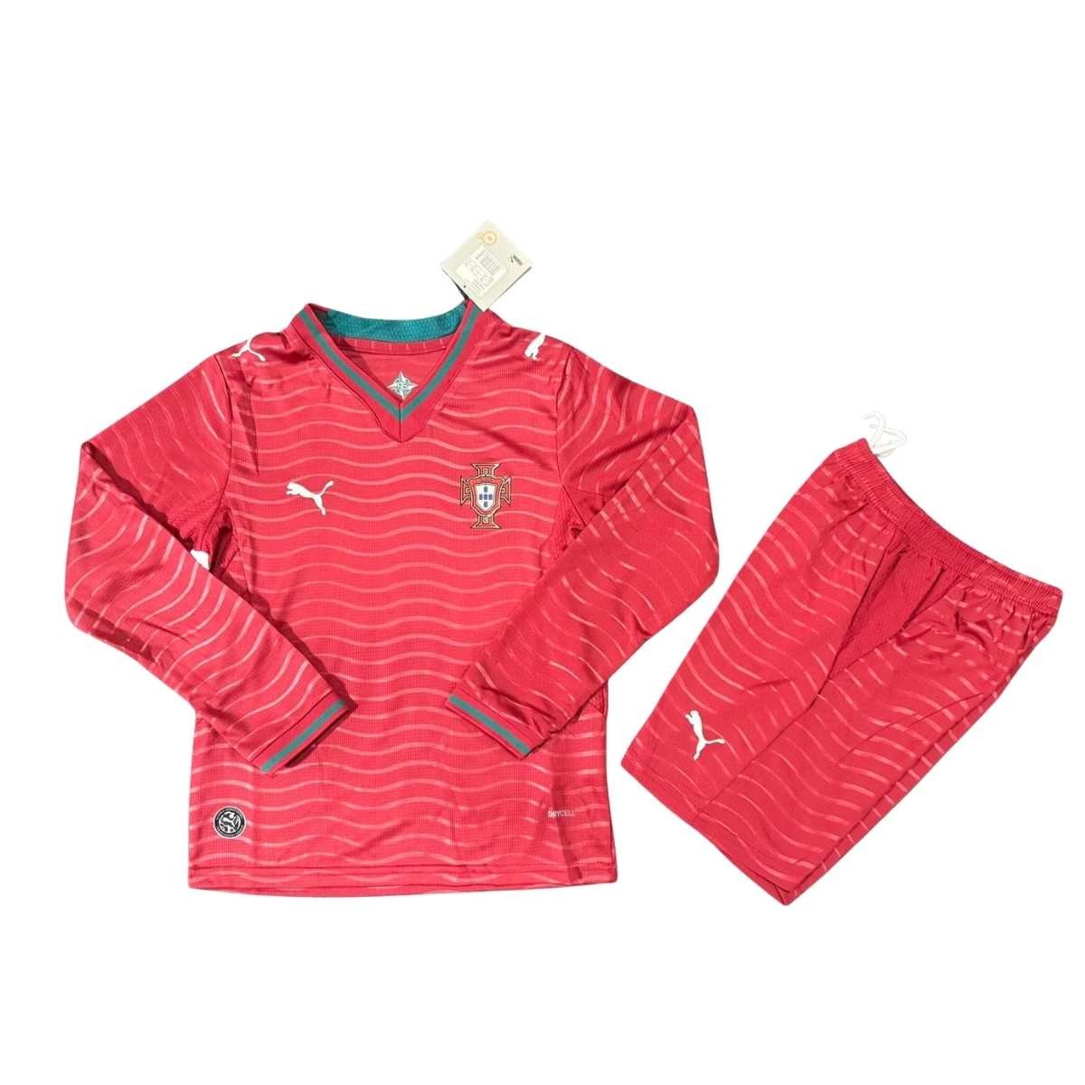 kit-infantil-portugal-vermelha-copa-2026-27-home-i-unissex Kit Infantil Portugal Vermelho Copa 2026/27 Home I Unissex Manga Longa